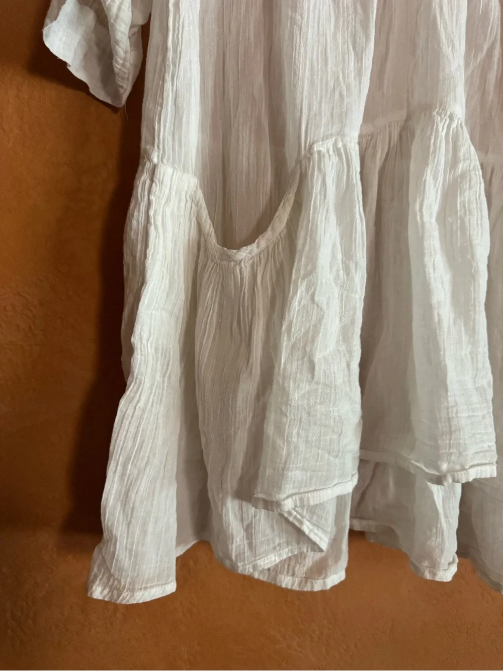 Free People White Embroidered Crochet Boho Tunic Dress Size Large